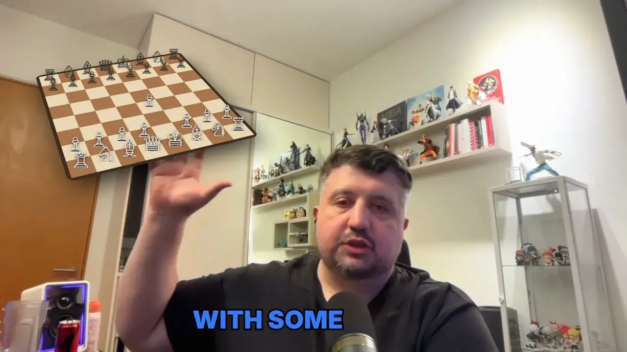 A chess game, right where he pointed.